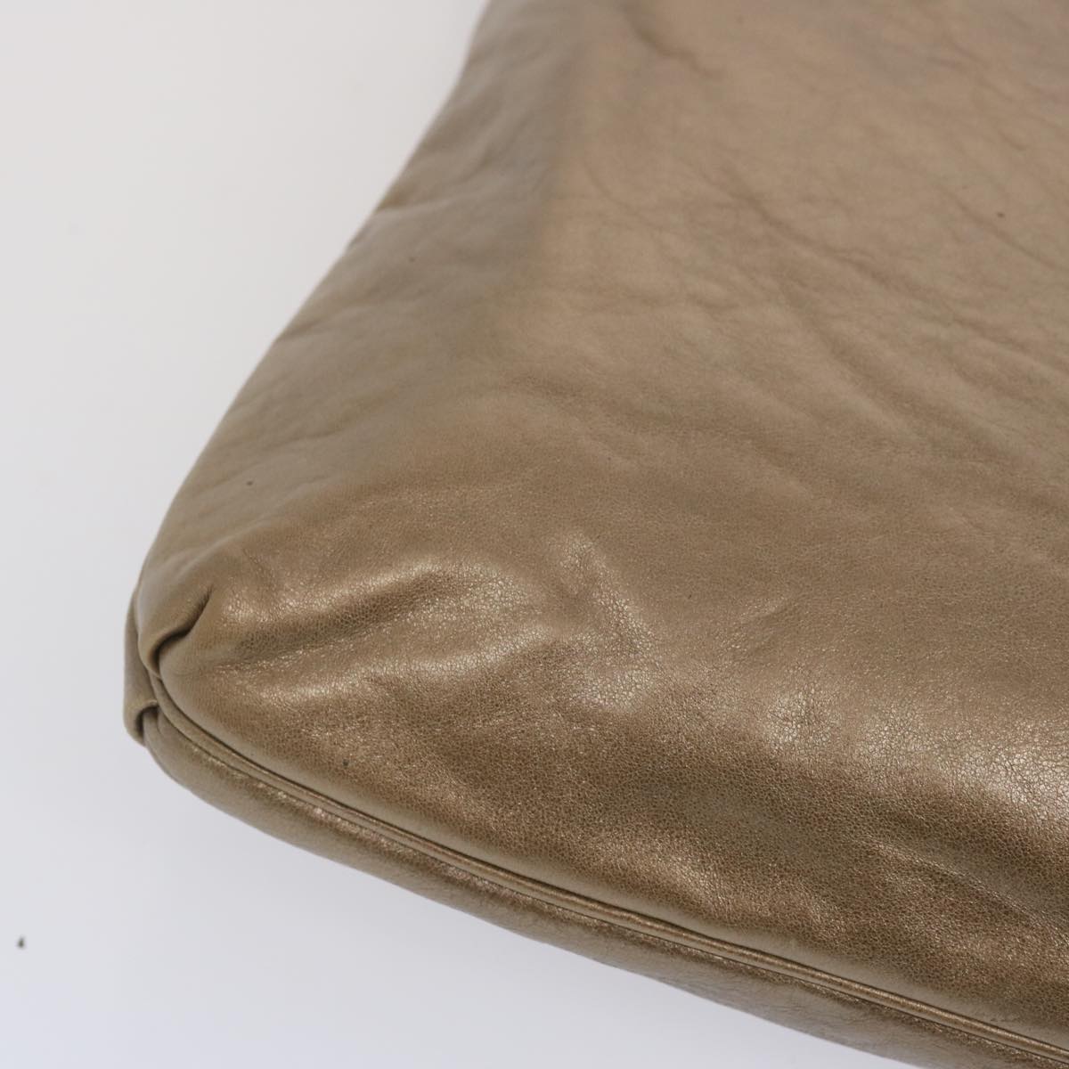 FENDI Shoulder Bag Leather Bronze Auth hk1152