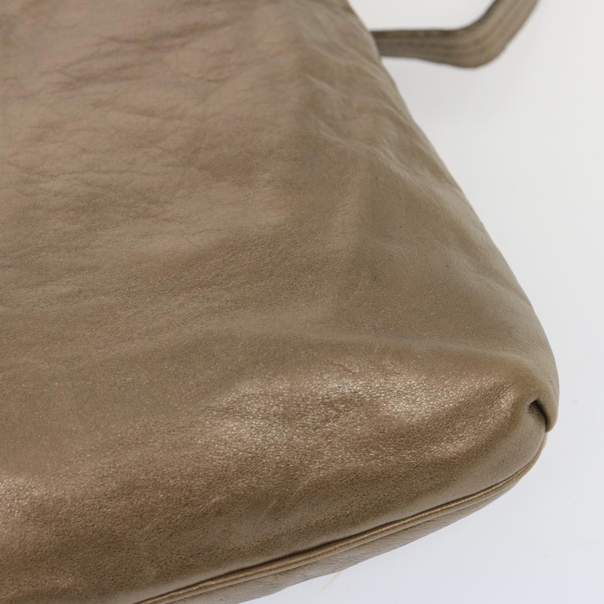 FENDI Shoulder Bag Leather Bronze Auth hk1152