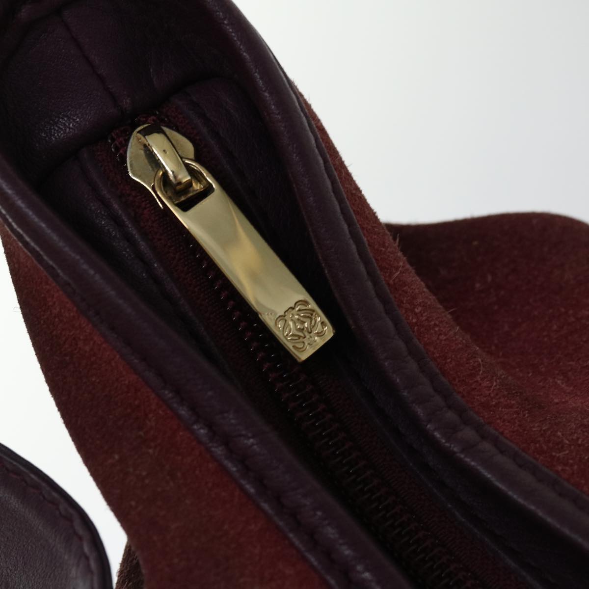 LOEWE Shoulder Bag Suede Purple Auth hk1162