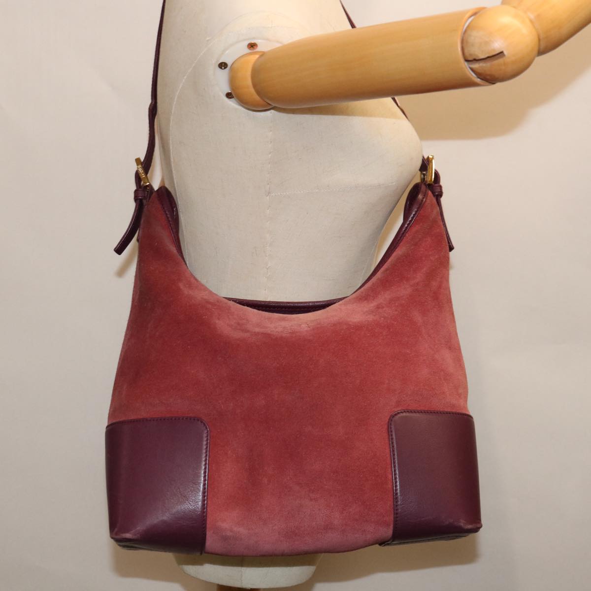 LOEWE Shoulder Bag Suede Purple Auth hk1162