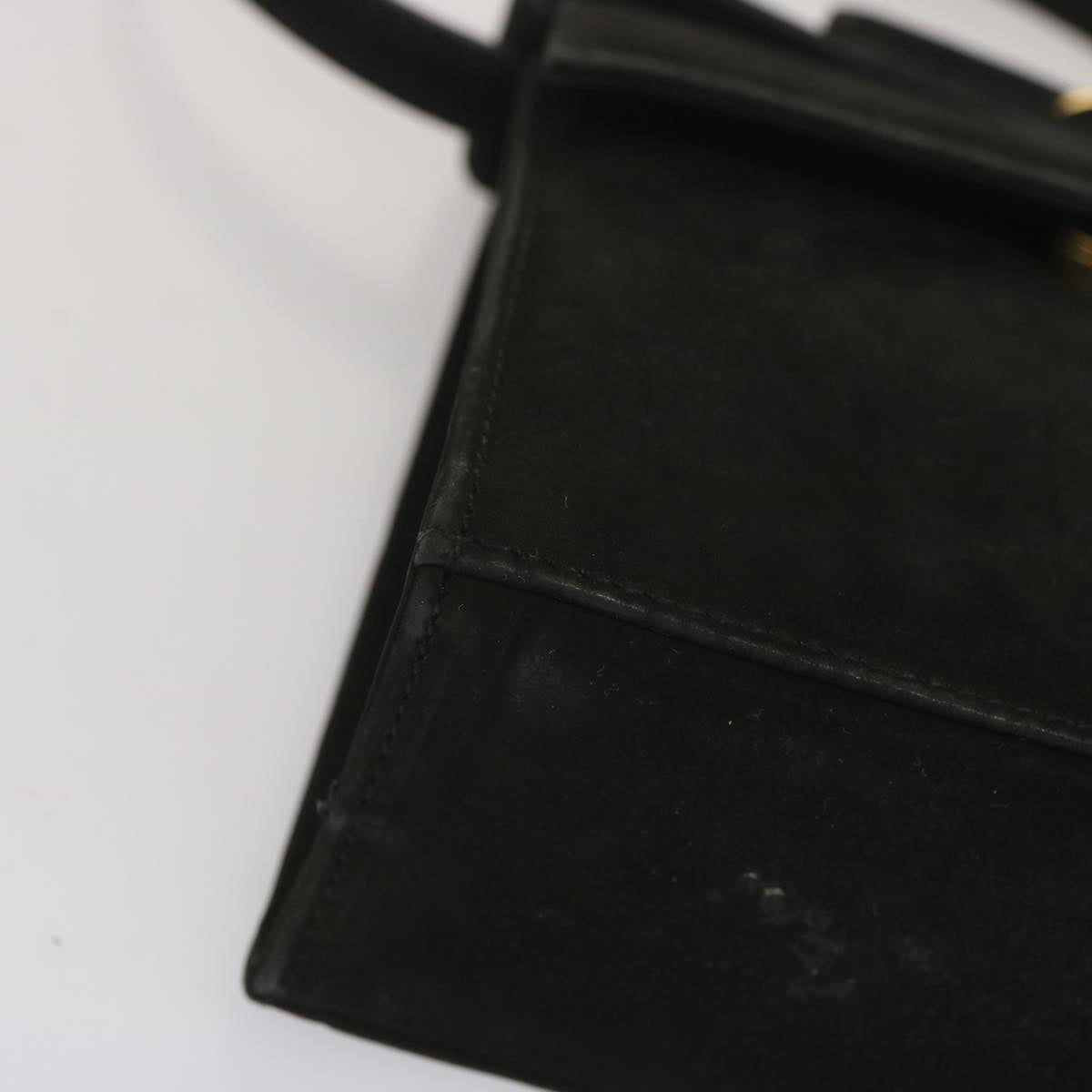 Salvatore Ferragamo Hand Bag Suede 2way Black Auth hk1171