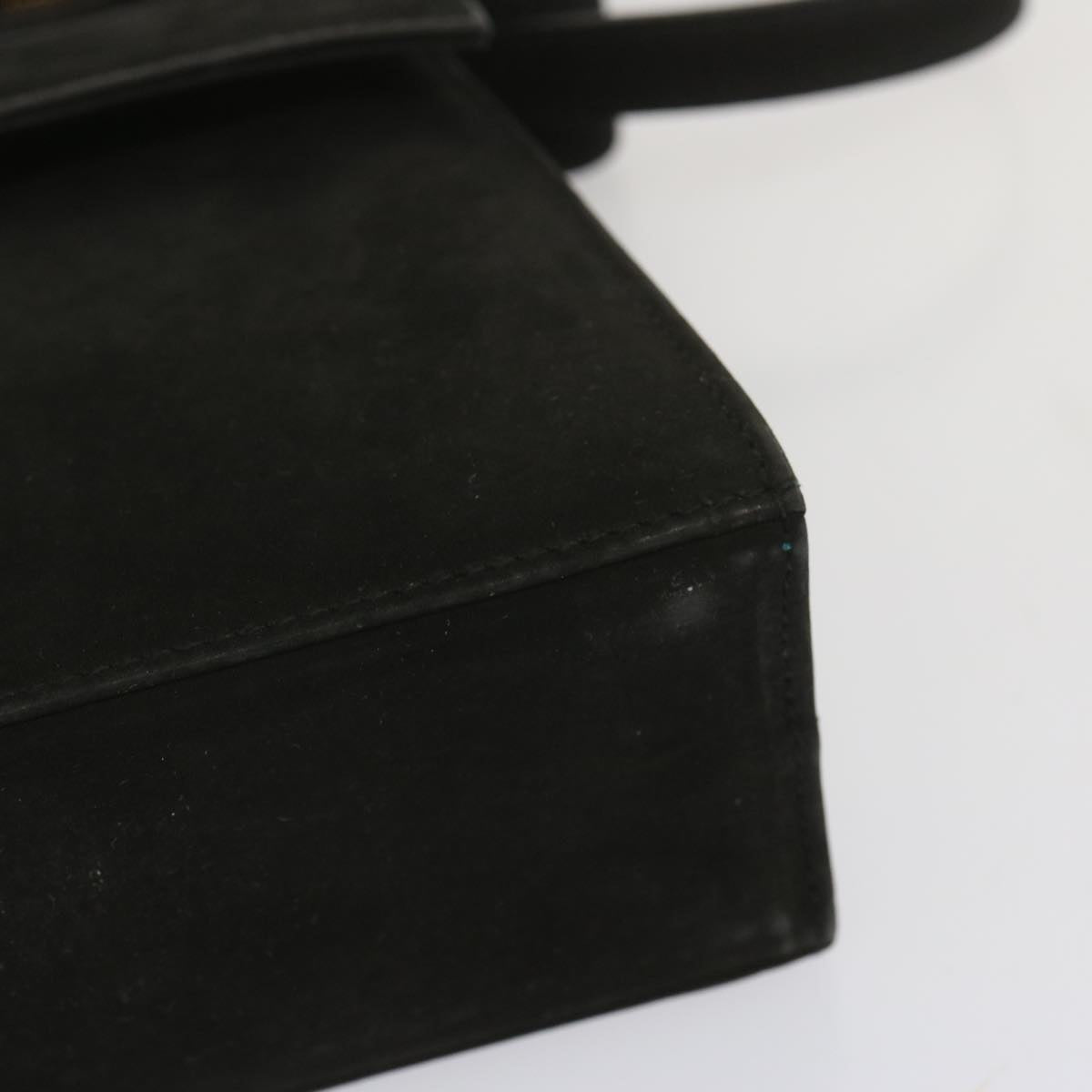 Salvatore Ferragamo Hand Bag Suede 2way Black Auth hk1171