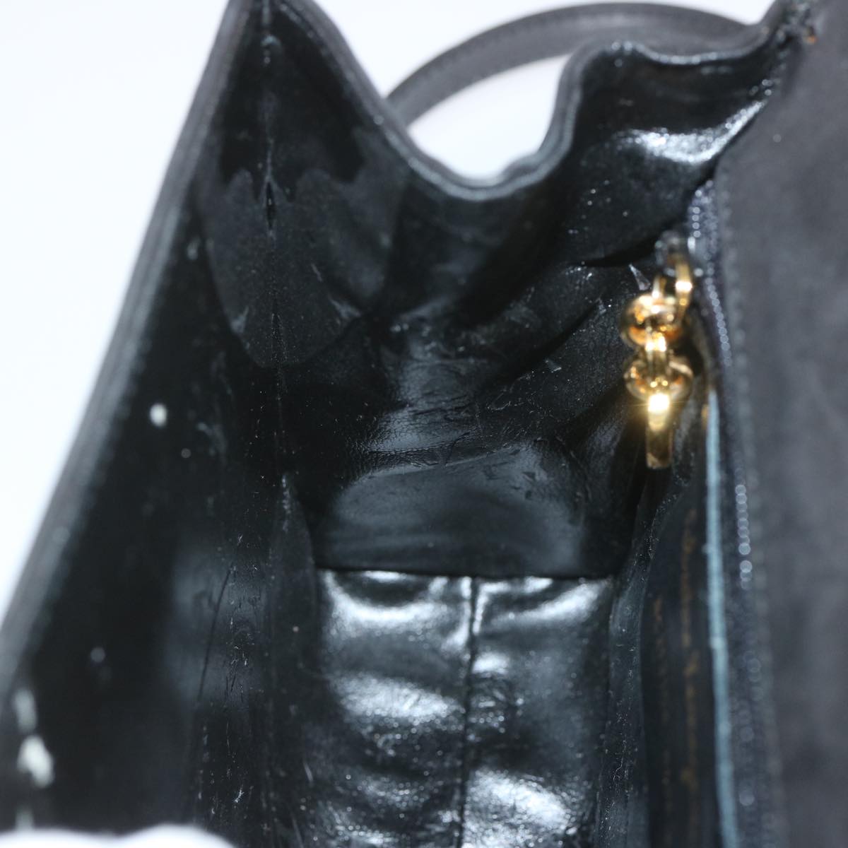 Salvatore Ferragamo Hand Bag Suede 2way Black Auth hk1171