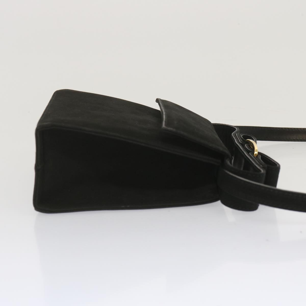 Salvatore Ferragamo Hand Bag Suede 2way Black Auth hk1171