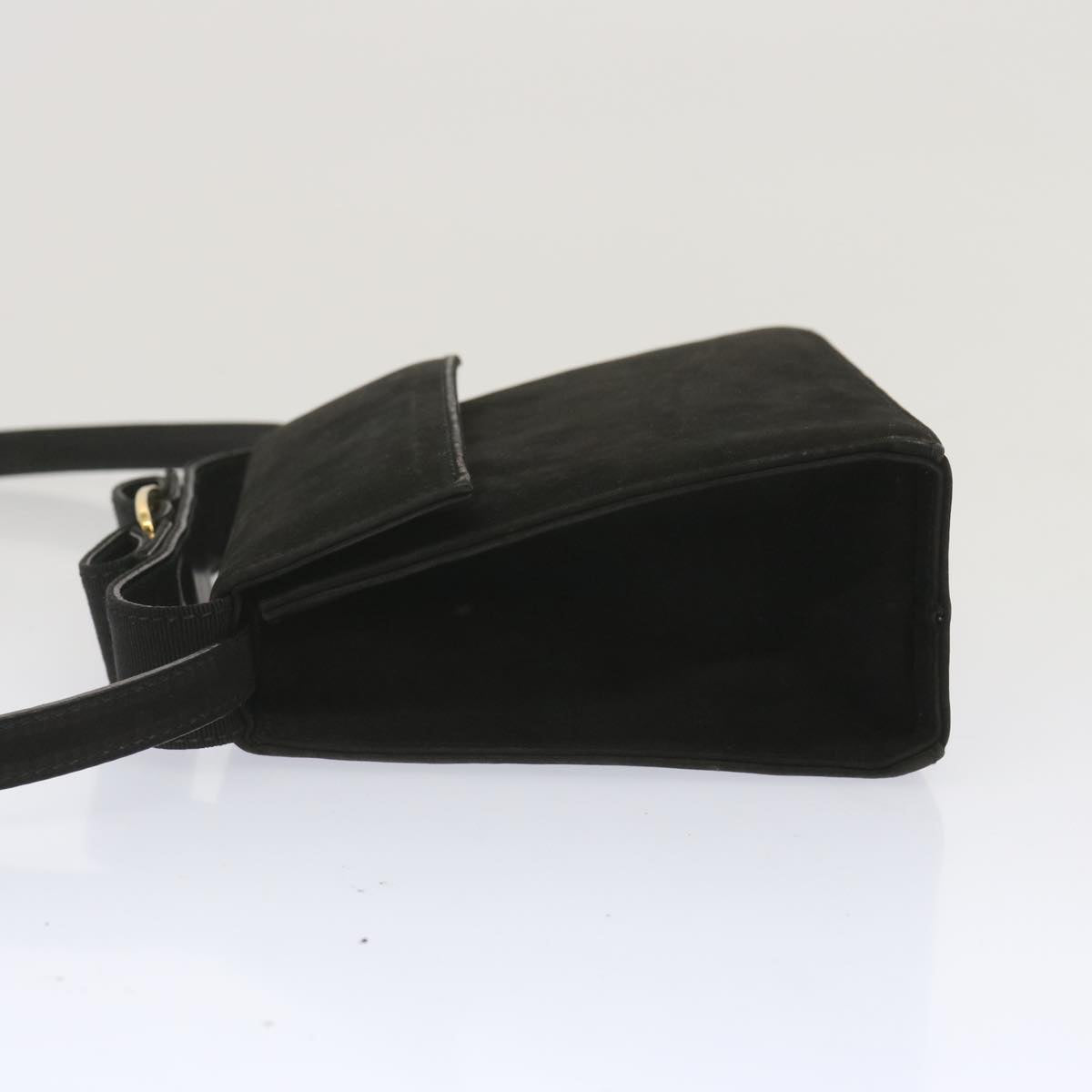 Salvatore Ferragamo Hand Bag Suede 2way Black Auth hk1171