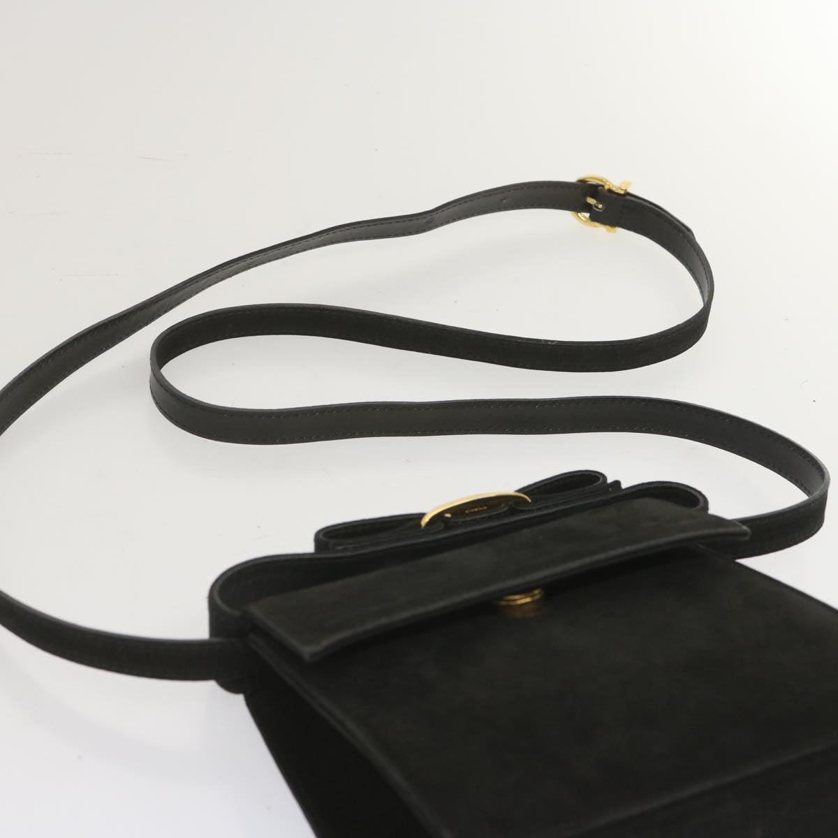 Salvatore Ferragamo Hand Bag Suede 2way Black Auth hk1171