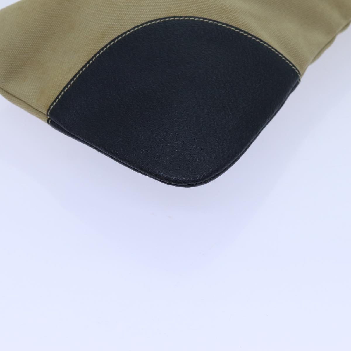 PRADA Pouch Canvas Beige Auth hk1253