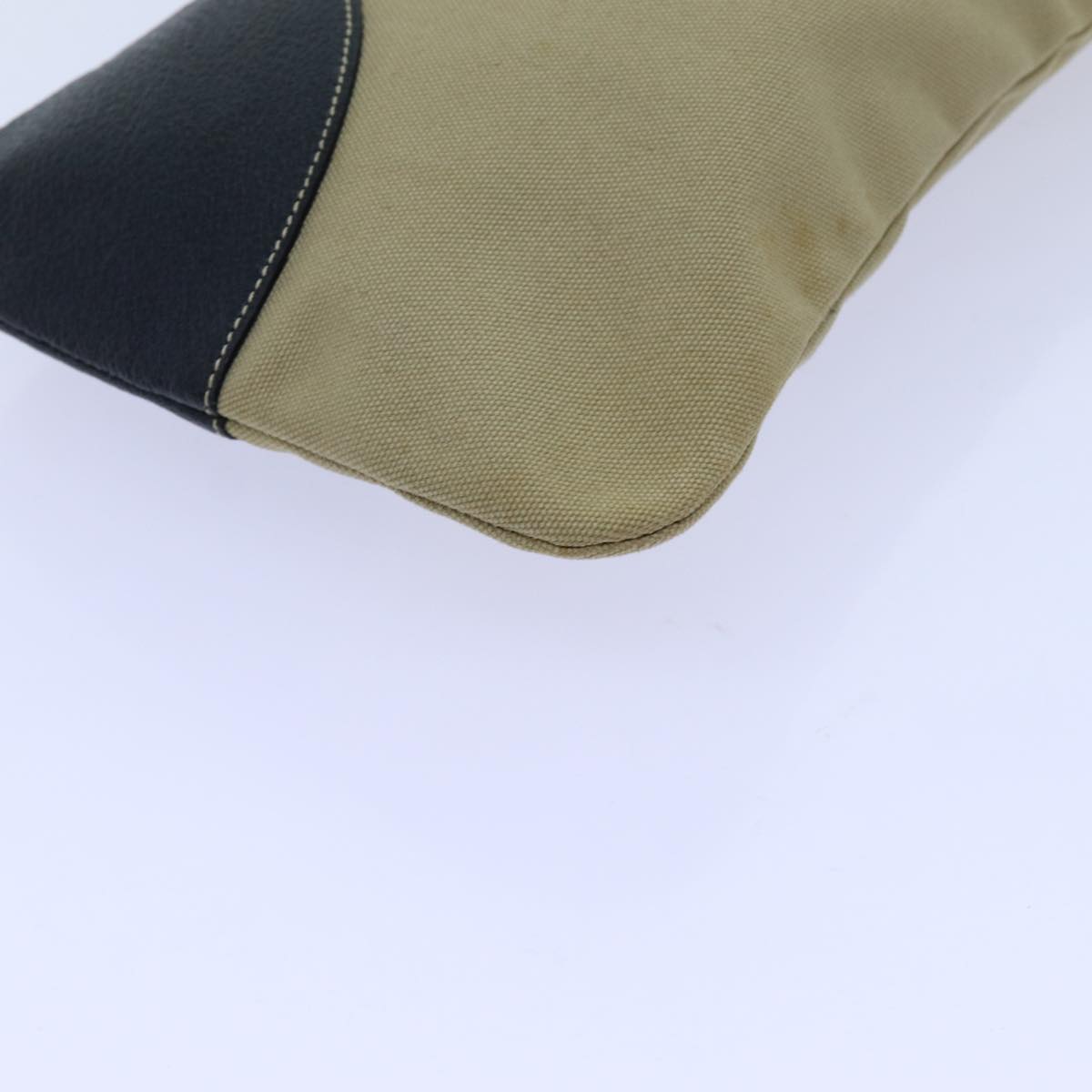 PRADA Pouch Canvas Beige Auth hk1253