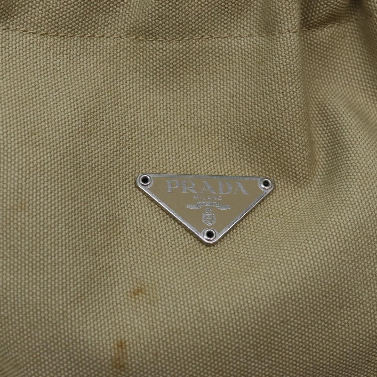PRADA Pouch Canvas Beige Auth hk1253