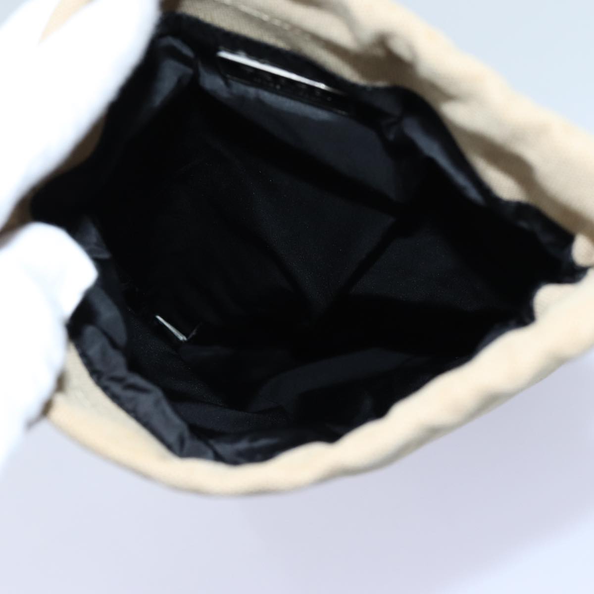 PRADA Pouch Canvas Beige Auth hk1253