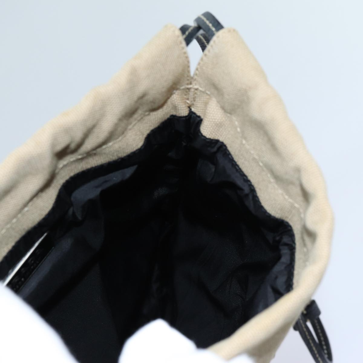 PRADA Pouch Canvas Beige Auth hk1253