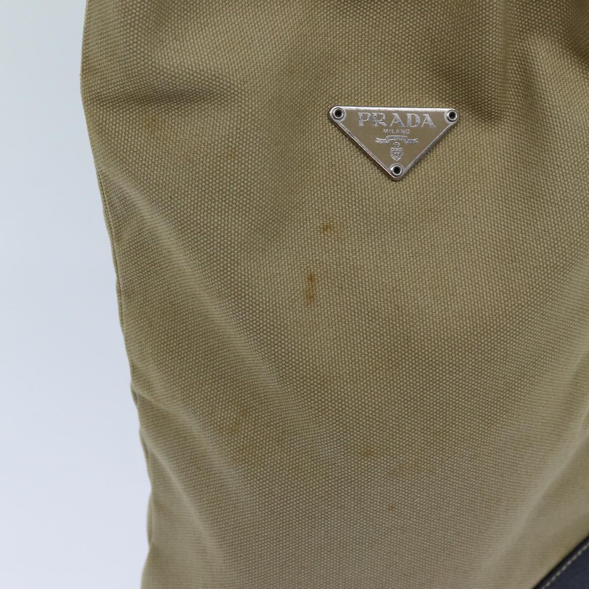 PRADA Pouch Canvas Beige Auth hk1253