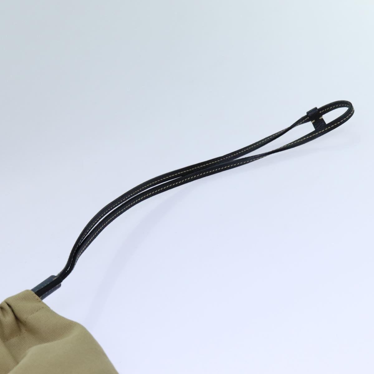 PRADA Pouch Canvas Beige Auth hk1253