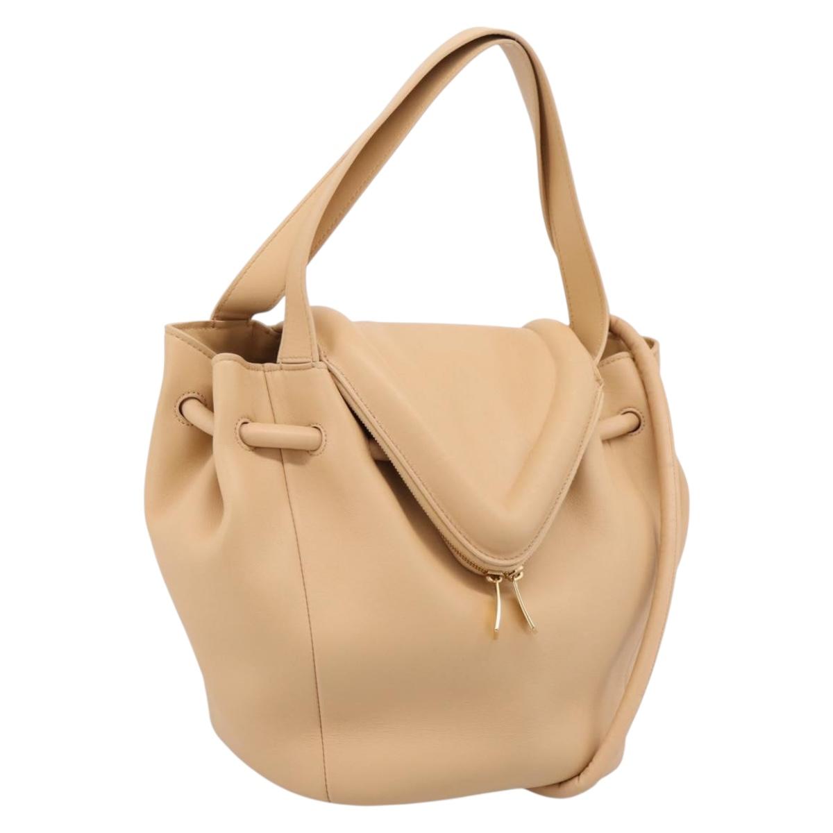 BOTTEGA VENETA Hand Bag Leather 2way Beige Auth hk1443V