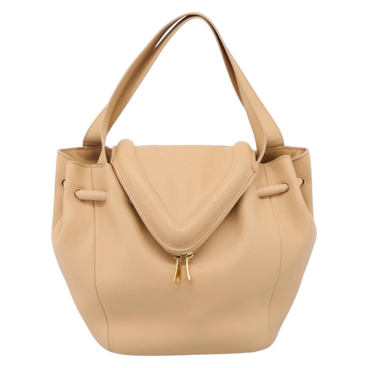 BOTTEGA VENETA Hand Bag Leather 2way Beige Auth hk1443V