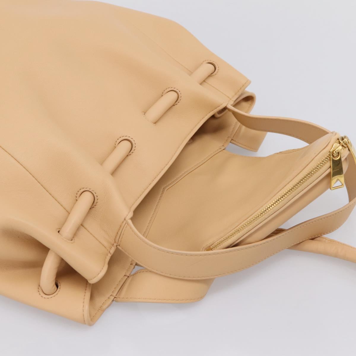 BOTTEGA VENETA Hand Bag Leather 2way Beige Auth hk1443V