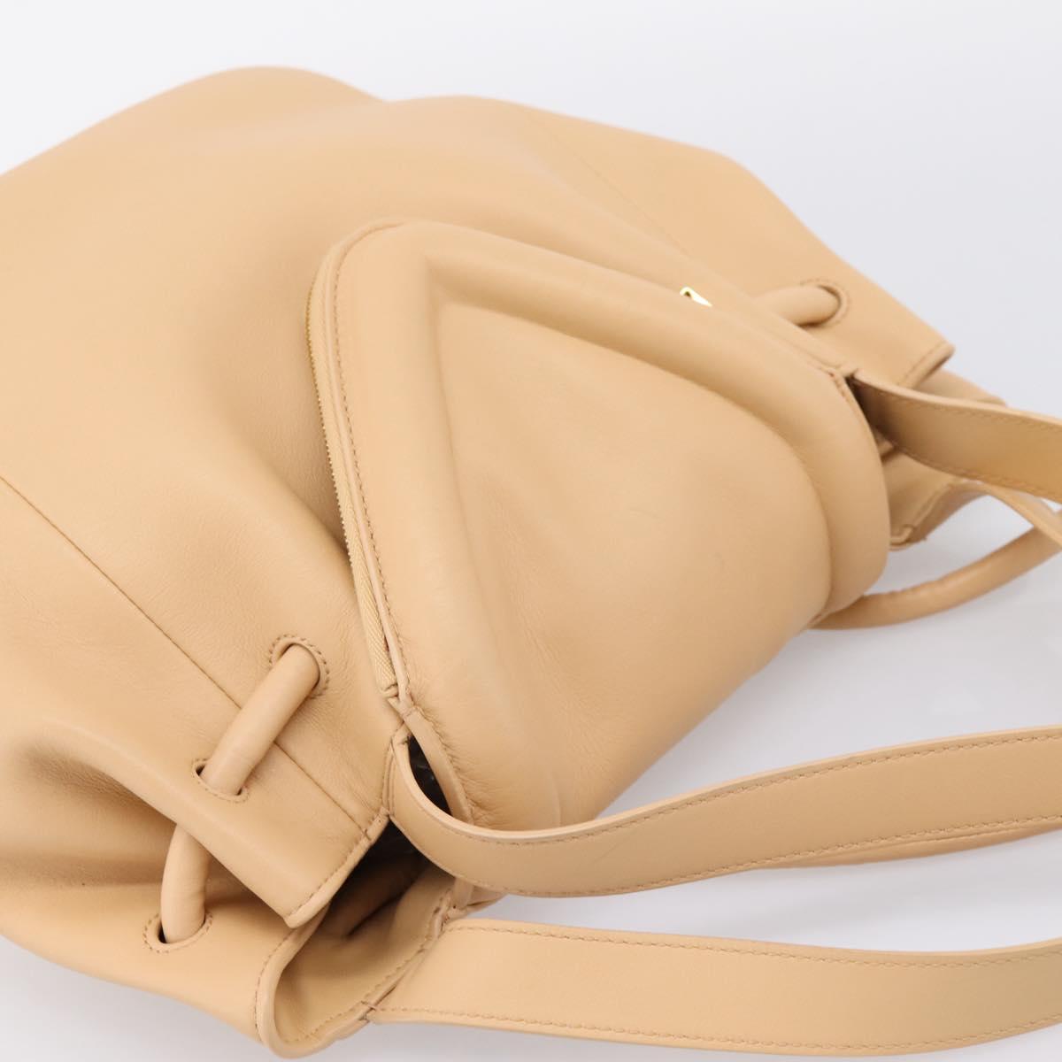BOTTEGA VENETA Hand Bag Leather 2way Beige Auth hk1443V