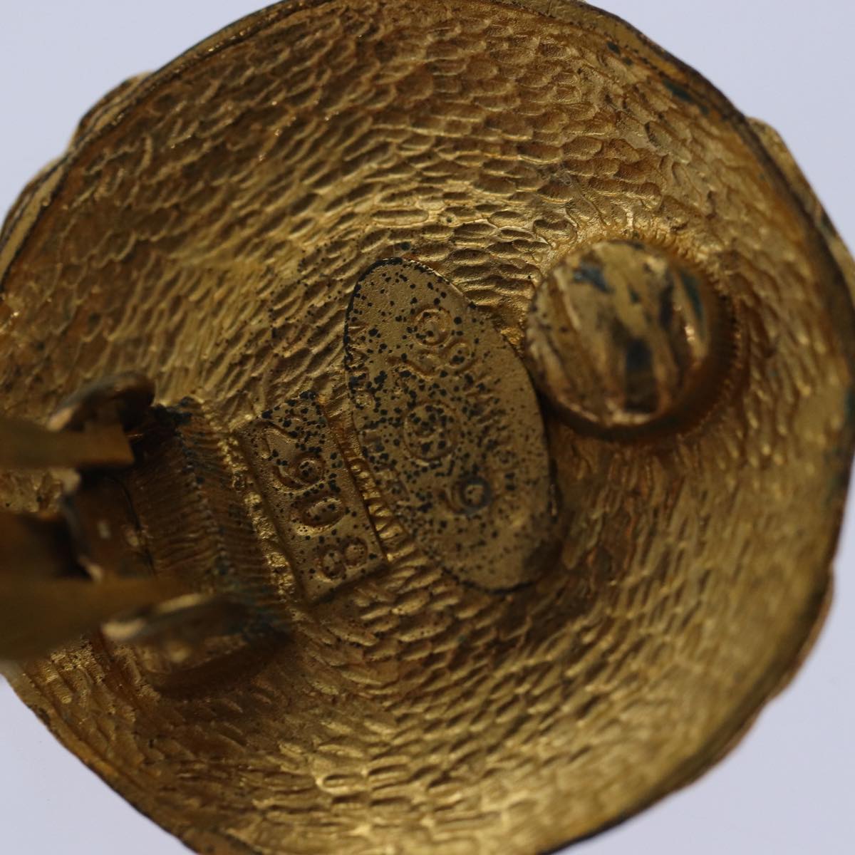 CHANEL COCO Mark Earring metal Gold CC Auth hk1466V