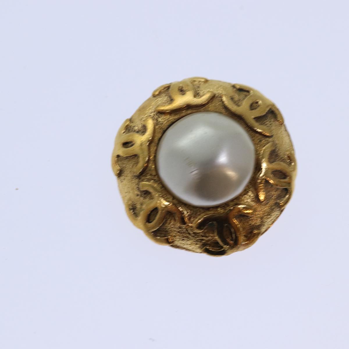 CHANEL COCO Mark Earring metal Gold CC Auth hk1466V