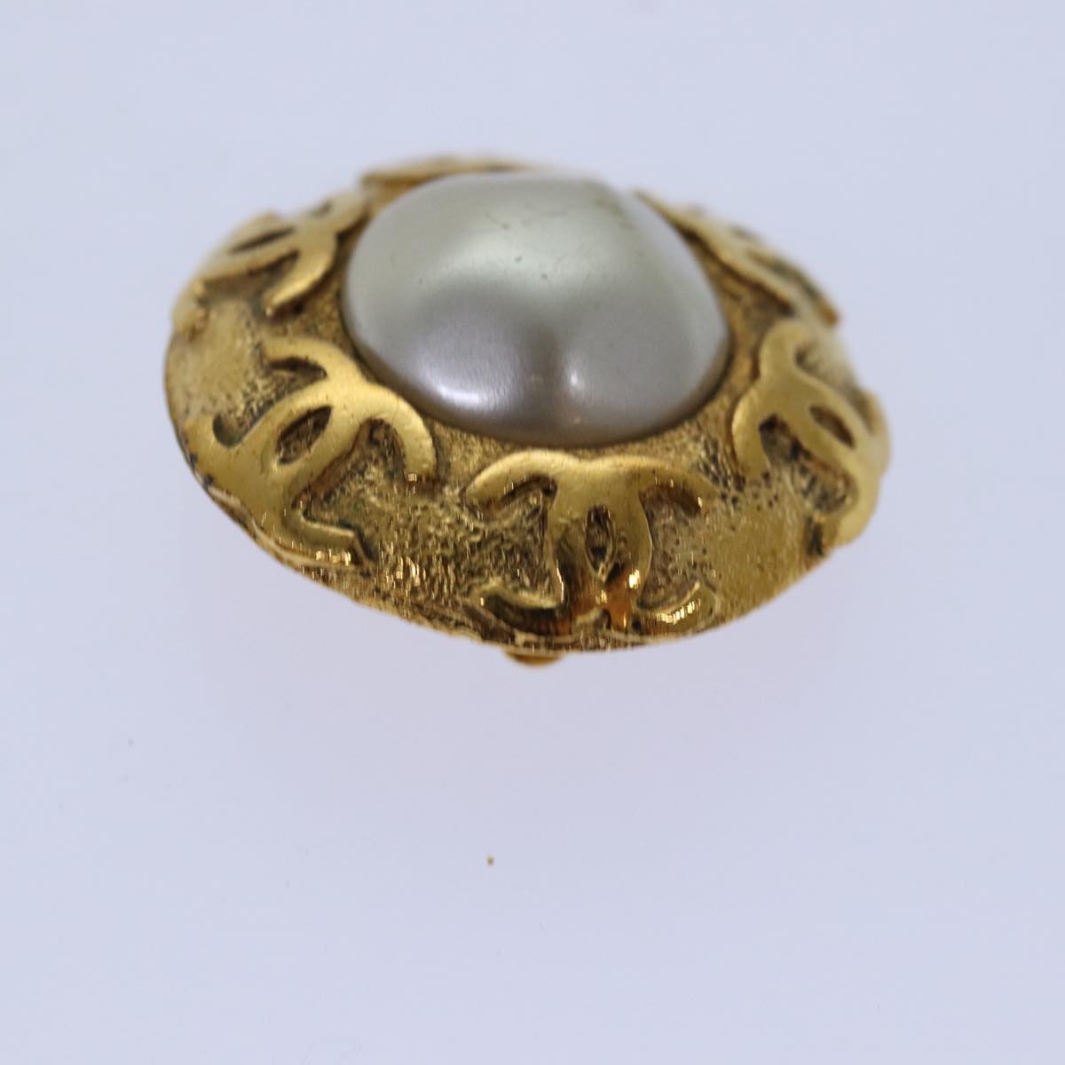 CHANEL COCO Mark Earring metal Gold CC Auth hk1466V