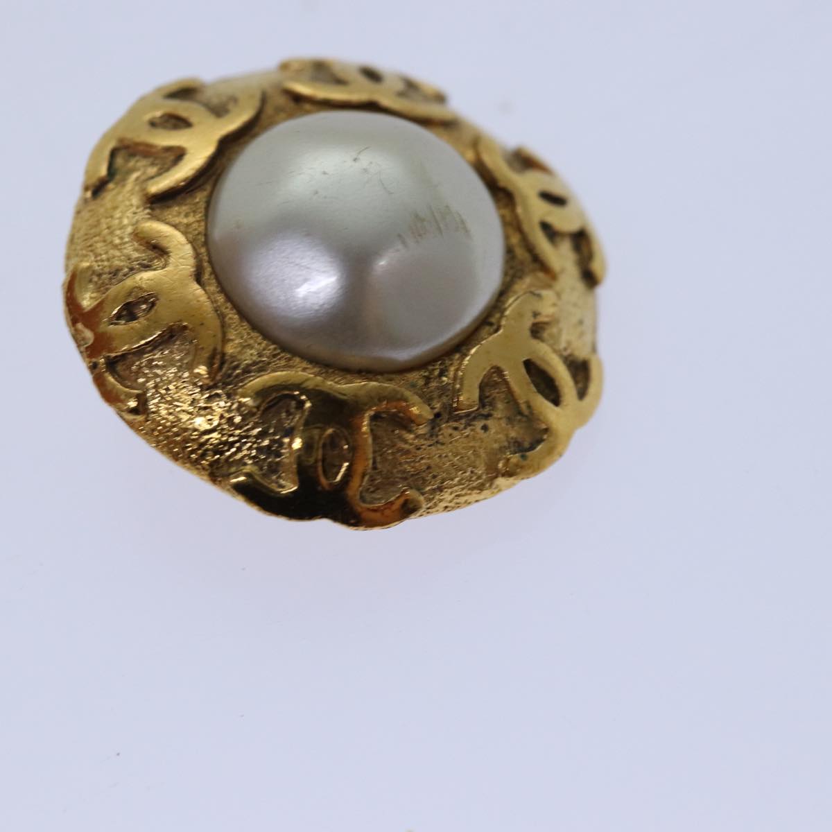 CHANEL COCO Mark Earring metal Gold CC Auth hk1466V