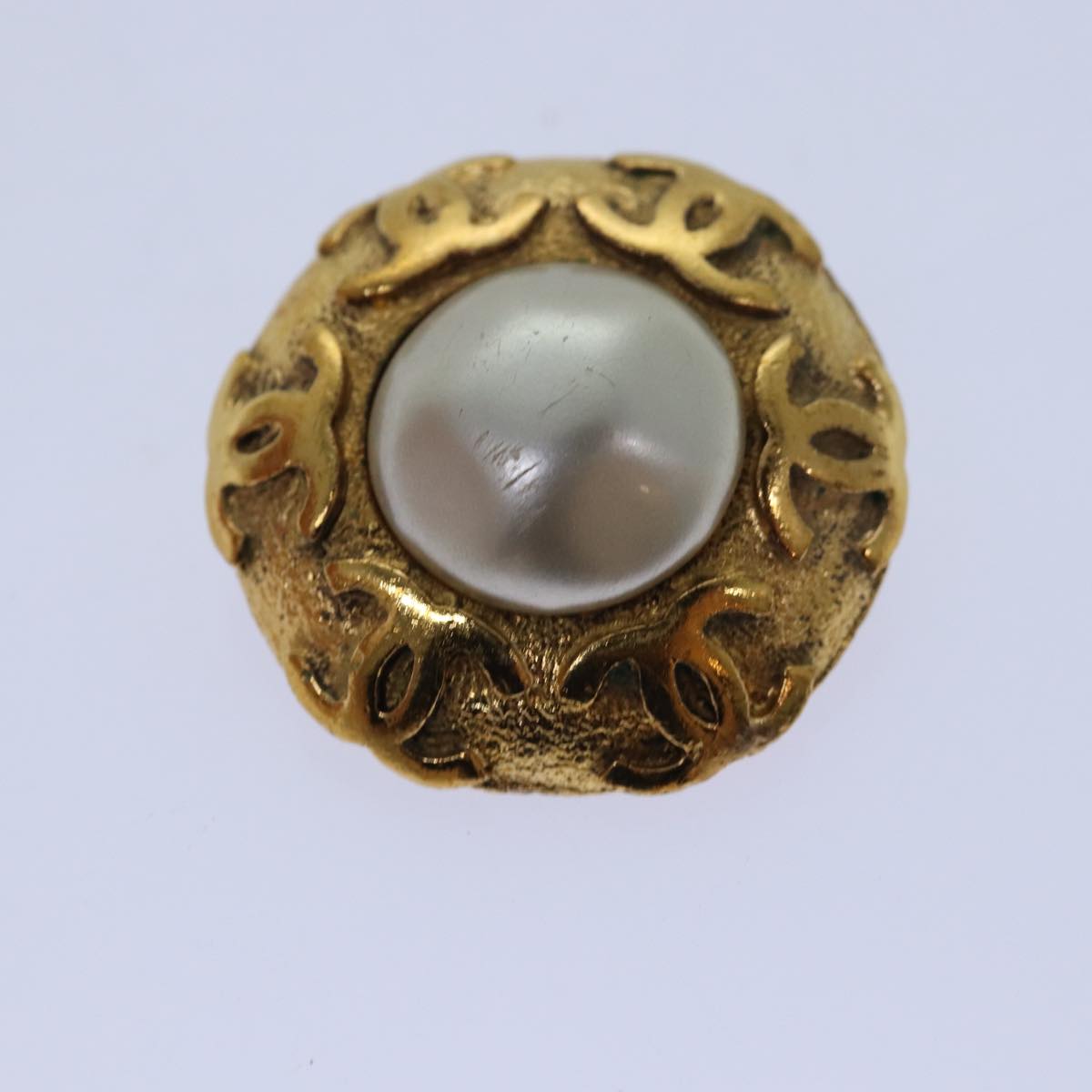 CHANEL COCO Mark Earring metal Gold CC Auth hk1466V