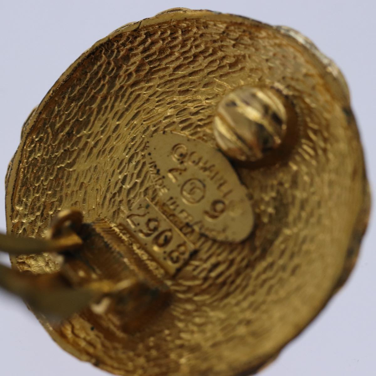 CHANEL COCO Mark Earring metal Gold CC Auth hk1466V