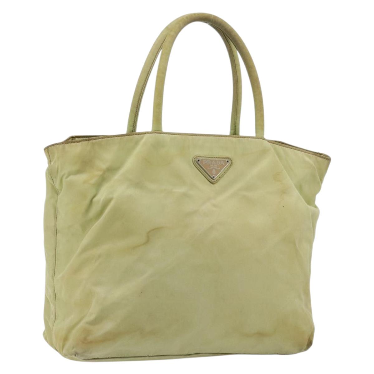 PRADA Tote Bag Nylon Silver Pistachio Green Auth hk1563