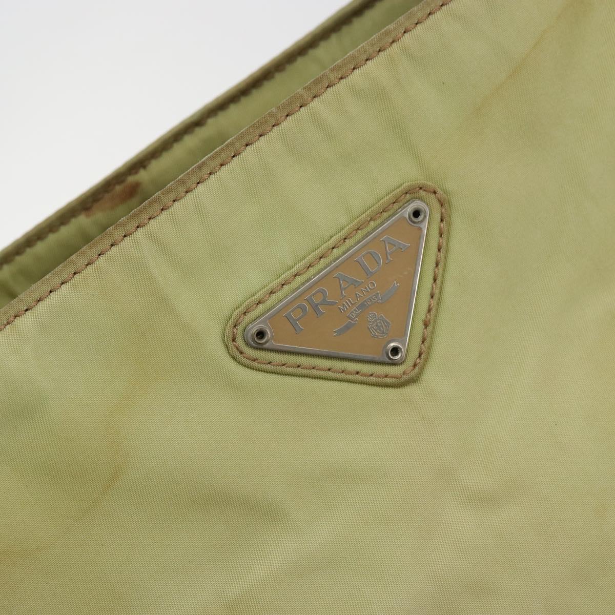 PRADA Tote Bag Nylon Silver Pistachio Green Auth hk1563