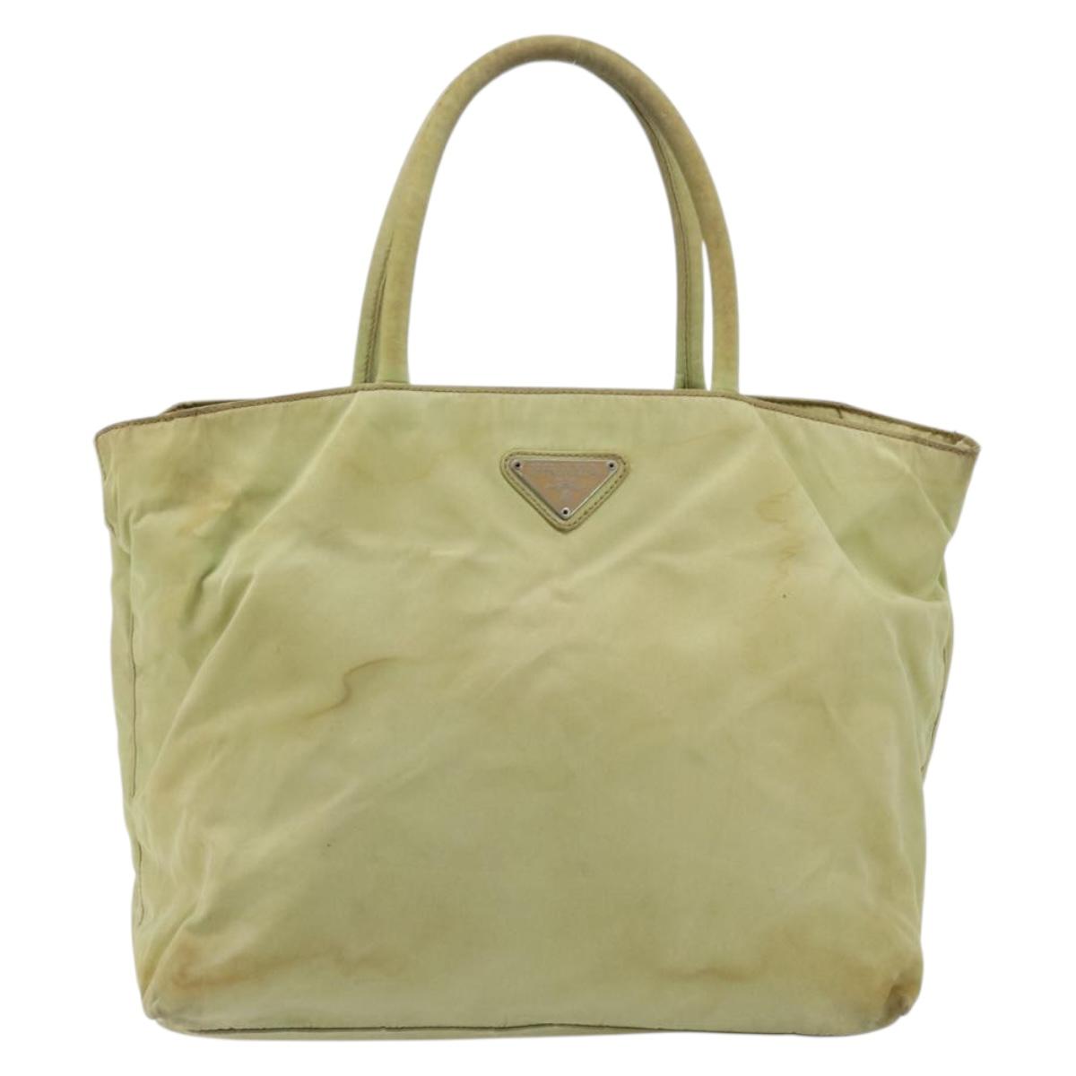 PRADA Tote Bag Nylon Silver Pistachio Green Auth hk1563