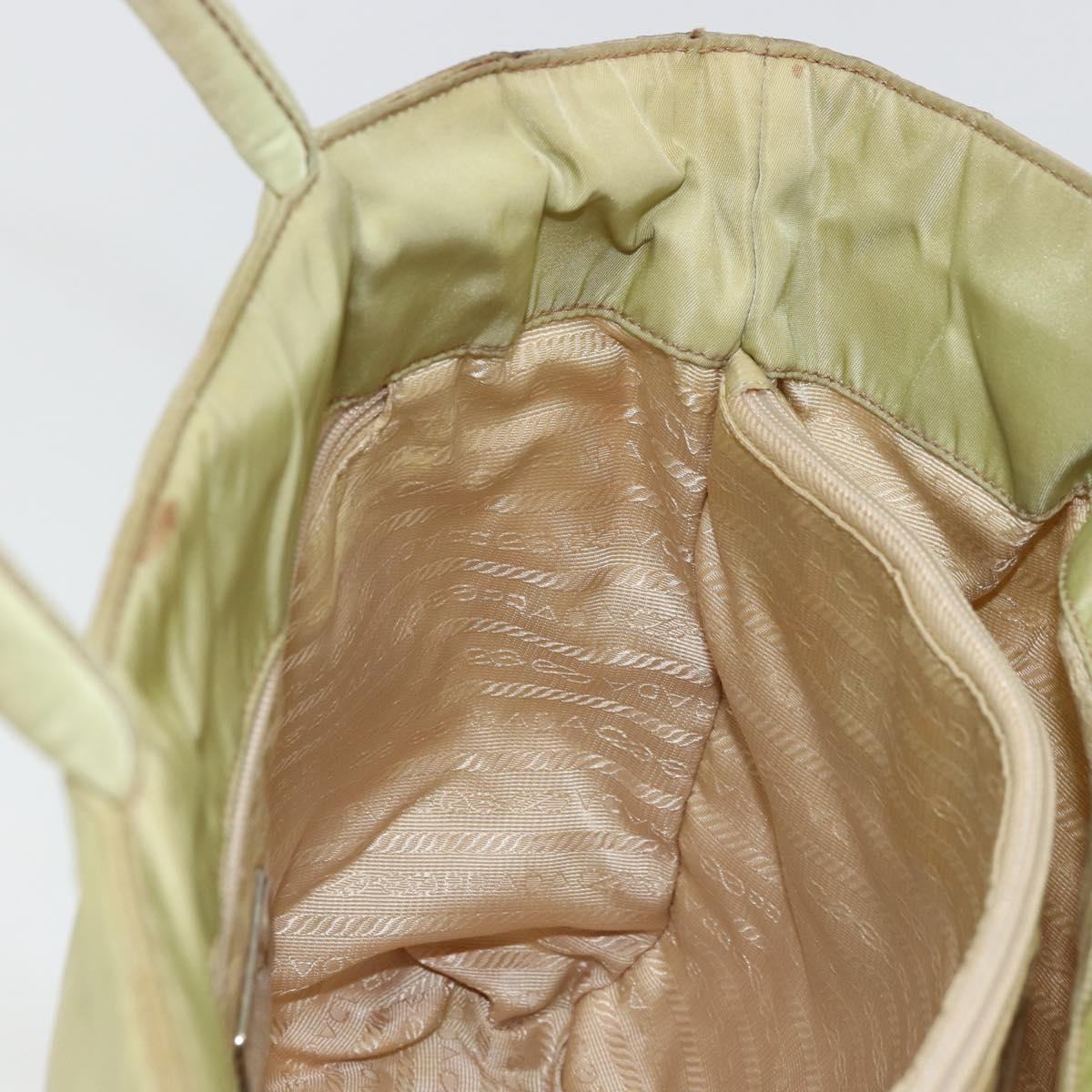 PRADA Tote Bag Nylon Silver Pistachio Green Auth hk1563