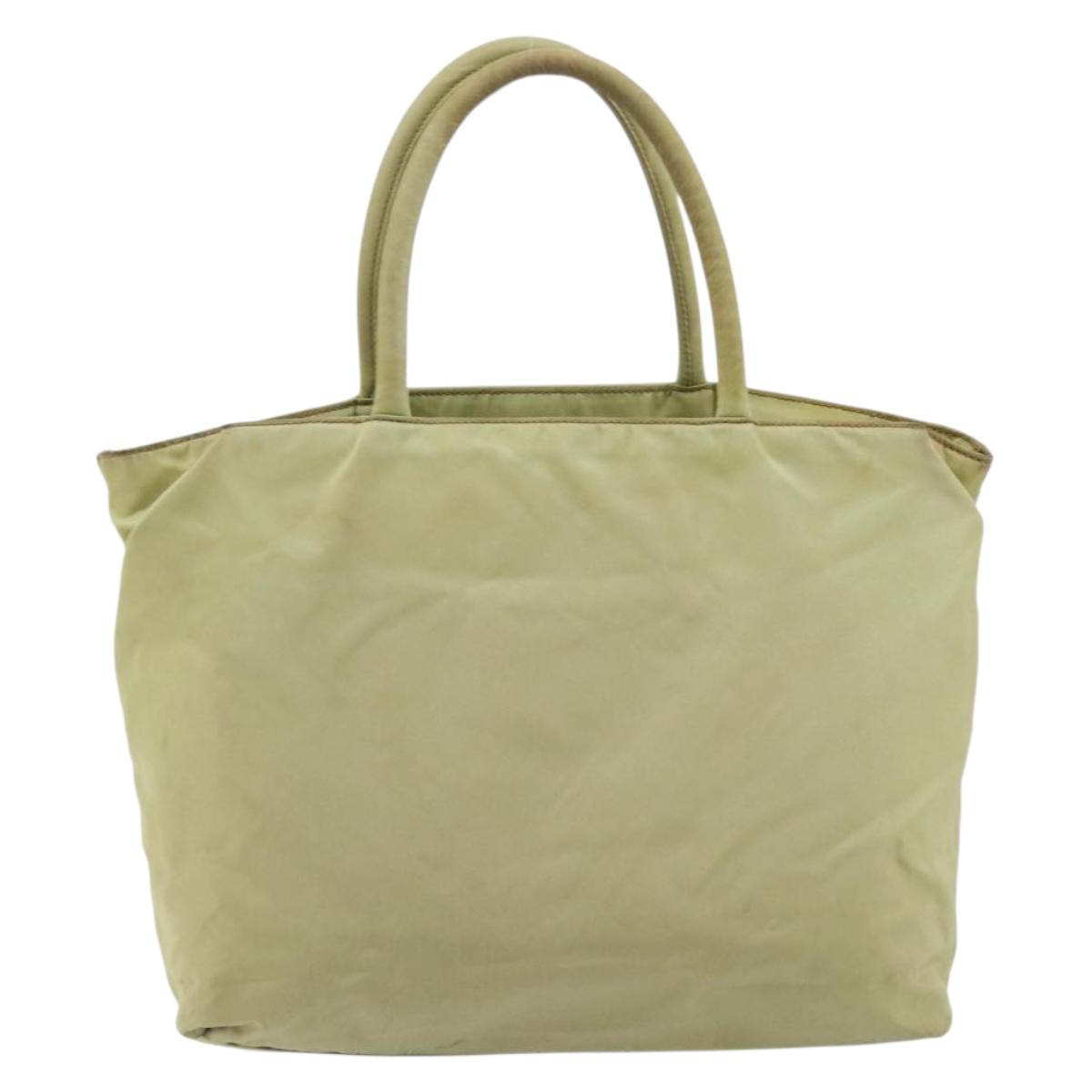 PRADA Tote Bag Nylon Silver Pistachio Green Auth hk1563