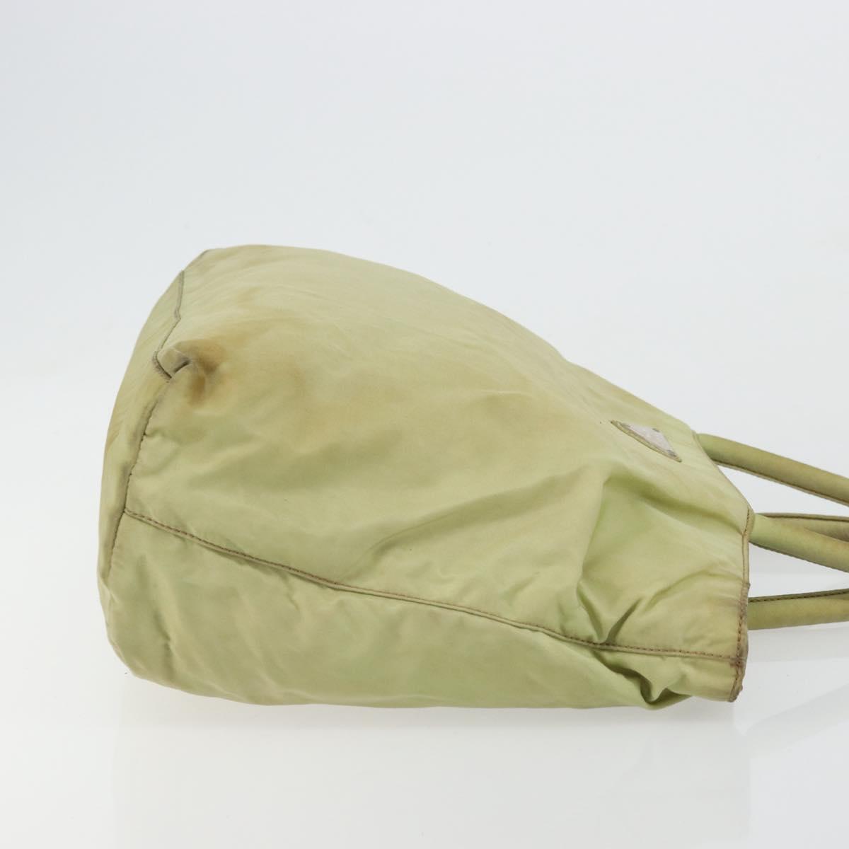 PRADA Tote Bag Nylon Silver Pistachio Green Auth hk1563