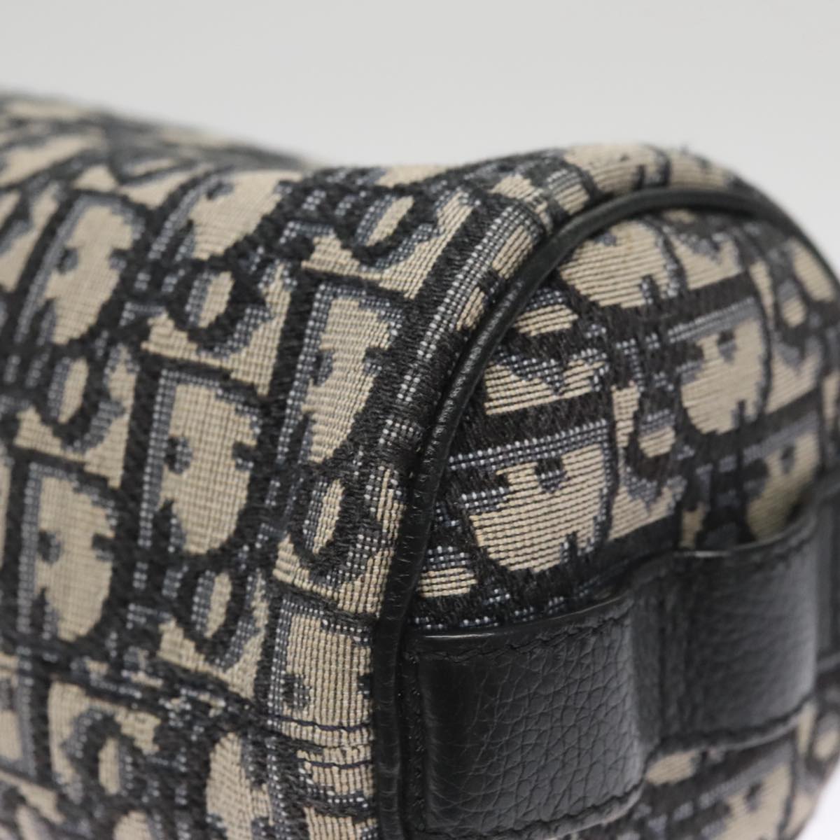 Christian Dior Trotter Canvas Oblique Shoulder Bag Blue Auth hk1747V