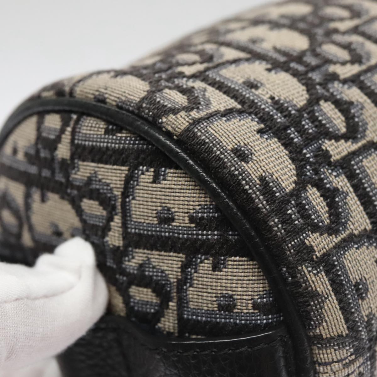 Christian Dior Trotter Canvas Oblique Shoulder Bag Blue Auth hk1747V