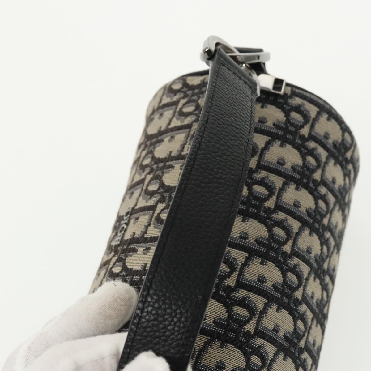 Christian Dior Trotter Canvas Oblique Shoulder Bag Blue Auth hk1747V