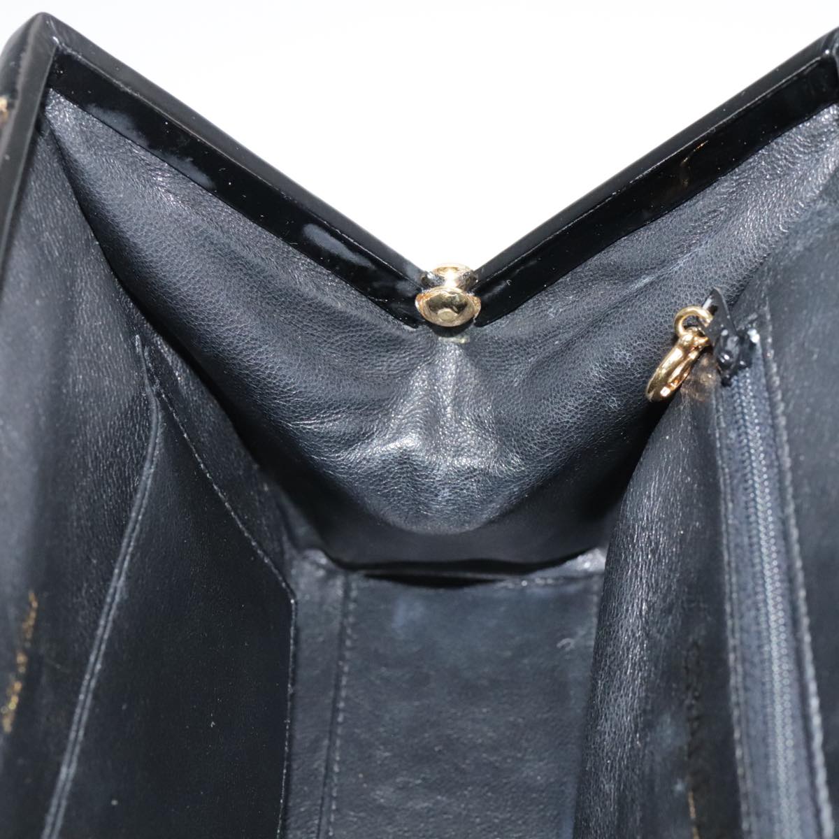 CHANEL Matelasse Chain Hand Bag Patent leather Black Gold CC Auth hk1896