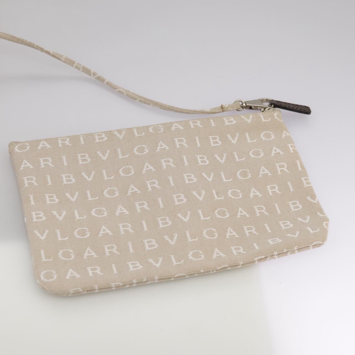 BVLGARI Logo Mania Tote Bag Canvas Beige Auth hk1924