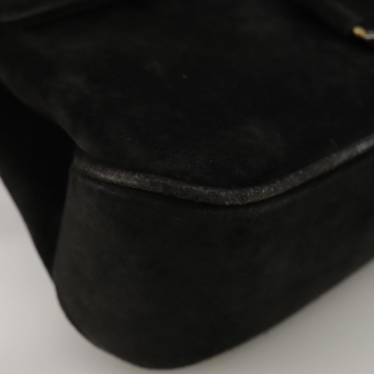 Salvatore Ferragamo Shoulder Bag Suede Black Auth hk1963