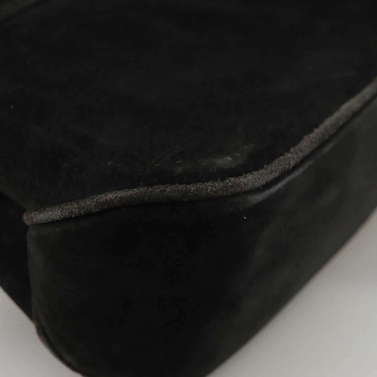 Salvatore Ferragamo Shoulder Bag Suede Black Auth hk1963