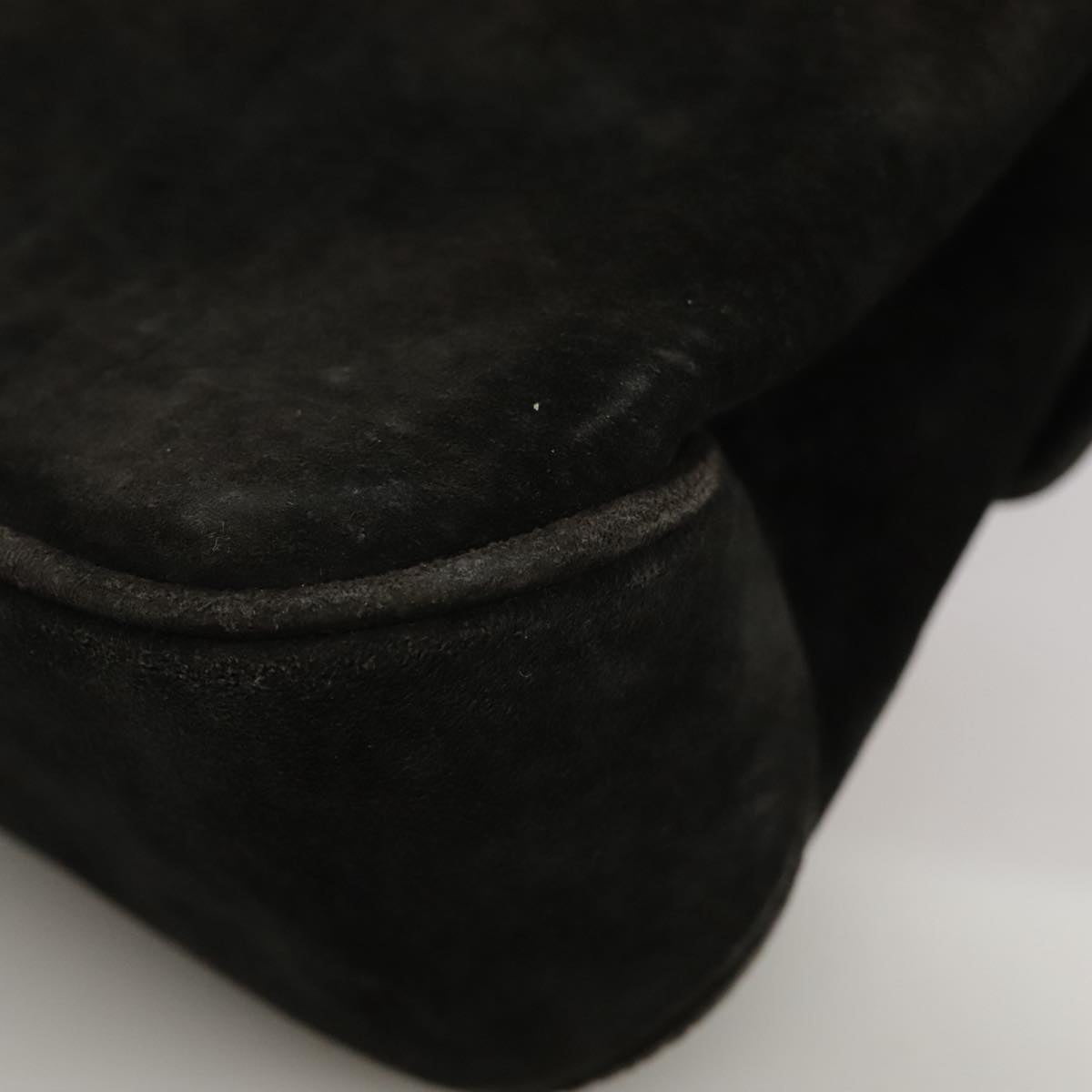 Salvatore Ferragamo Shoulder Bag Suede Black Auth hk1963