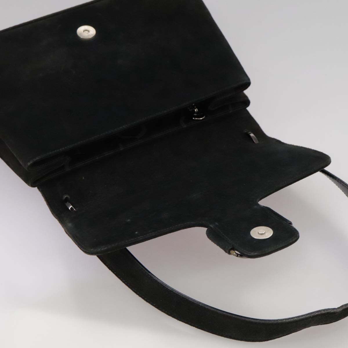 Salvatore Ferragamo Shoulder Bag Suede Black Auth hk1963