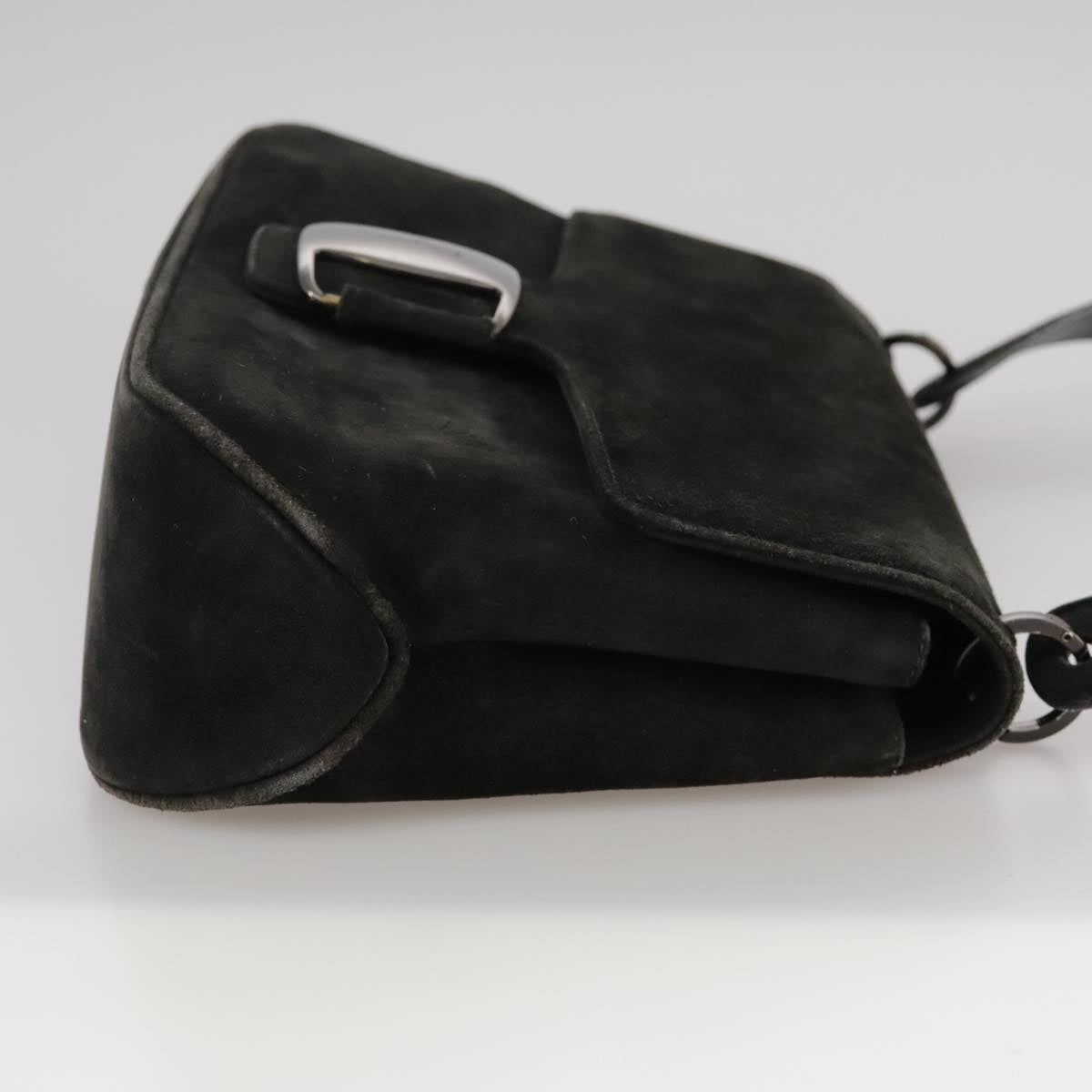 Salvatore Ferragamo Shoulder Bag Suede Black Auth hk1963
