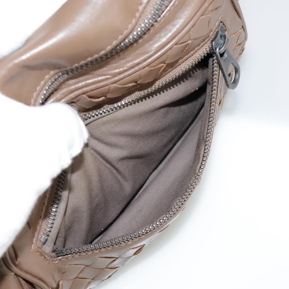 BOTTEGA VENETA INTRECCIATO Waist bag Leather Brown Auth hk1971