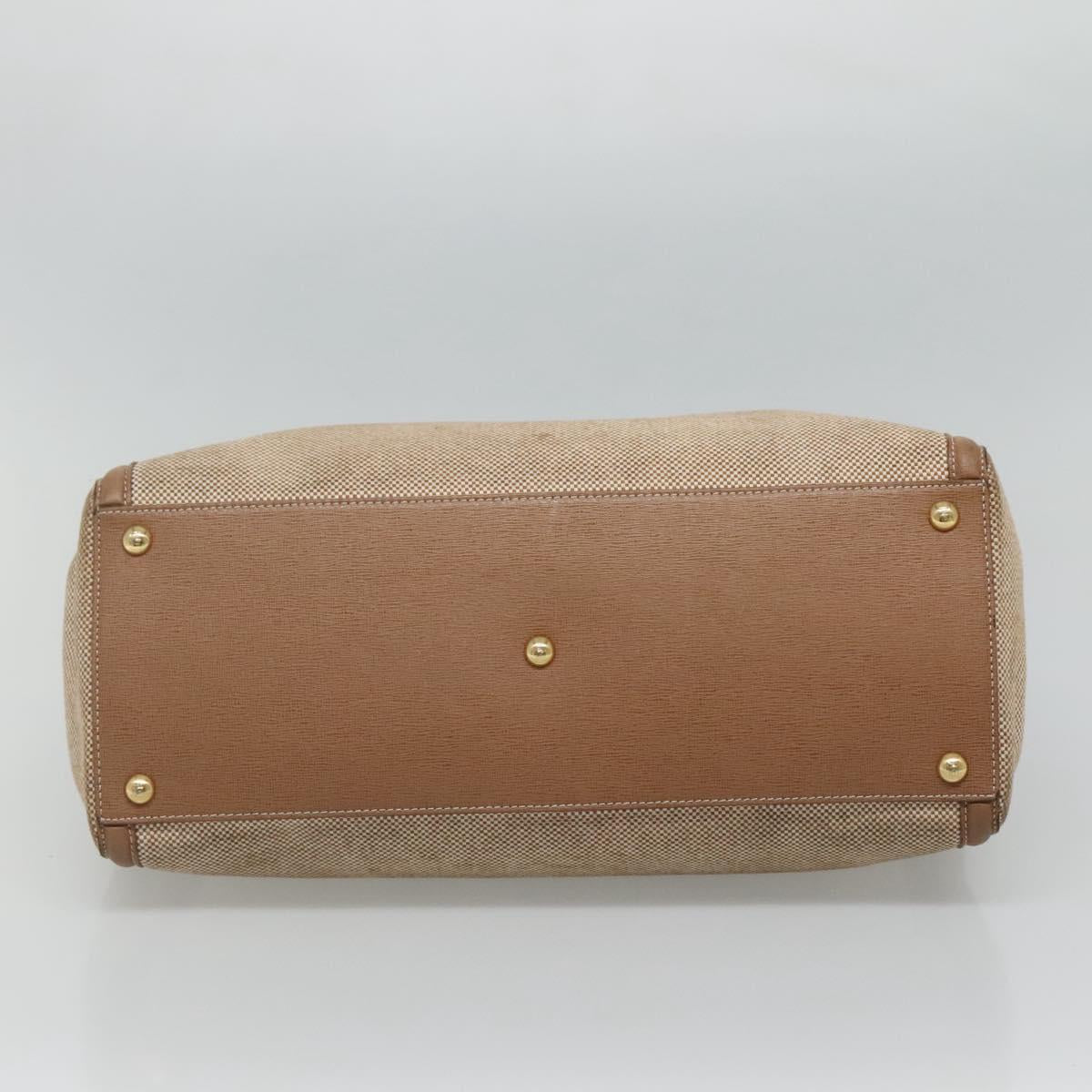 FENDI To joule Hand Bag Canvas 2way Gold Beige Auth hk1977