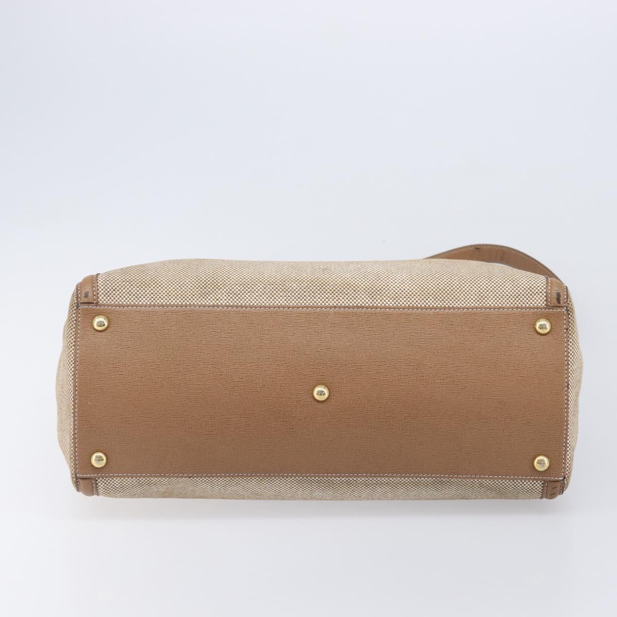 FENDI To joule Hand Bag Canvas 2way Gold Beige Auth hk1977