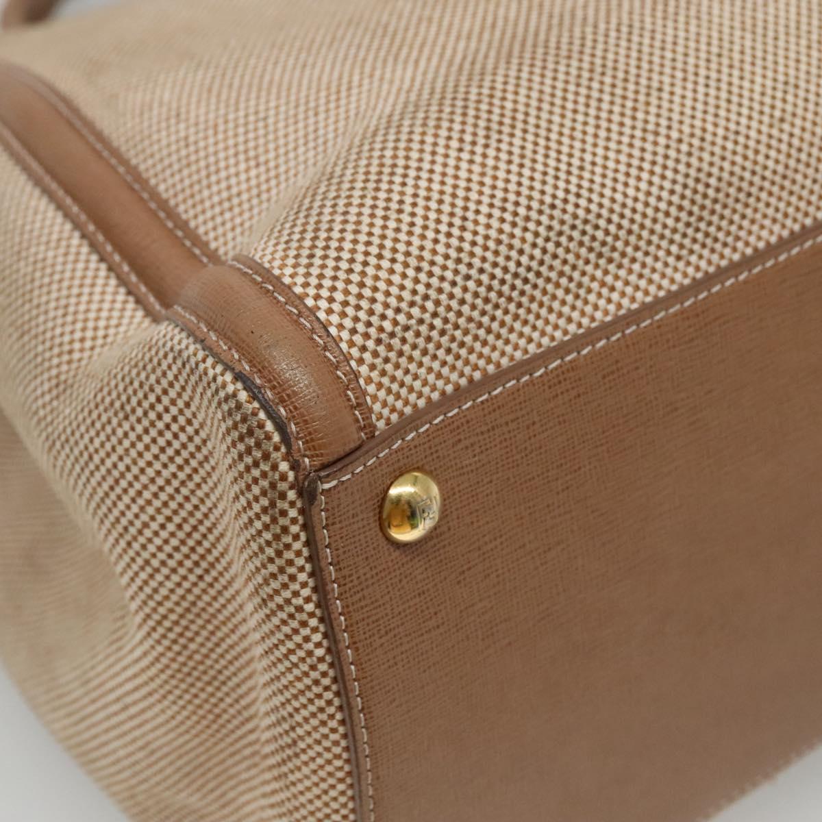 FENDI To joule Hand Bag Canvas 2way Gold Beige Auth hk1977
