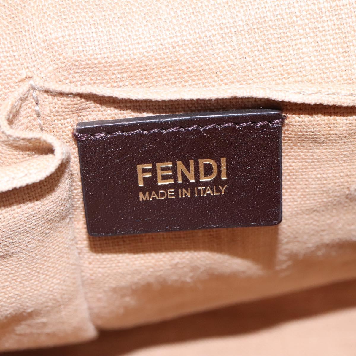 FENDI To joule Hand Bag Canvas 2way Gold Beige Auth hk1977
