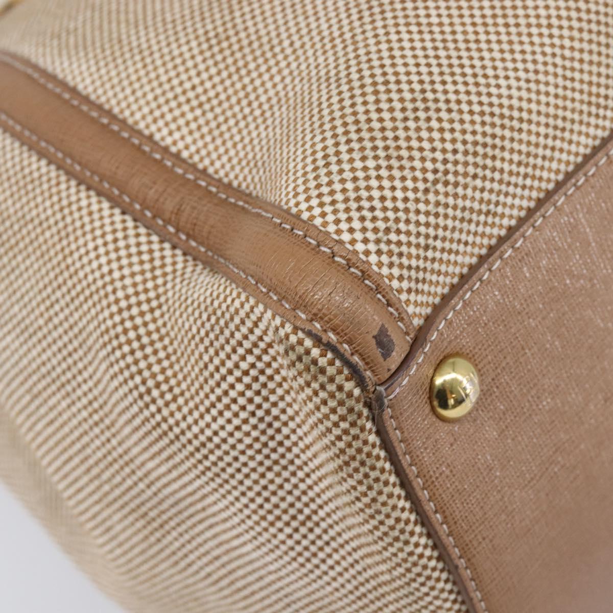 FENDI To joule Hand Bag Canvas 2way Gold Beige Auth hk1977