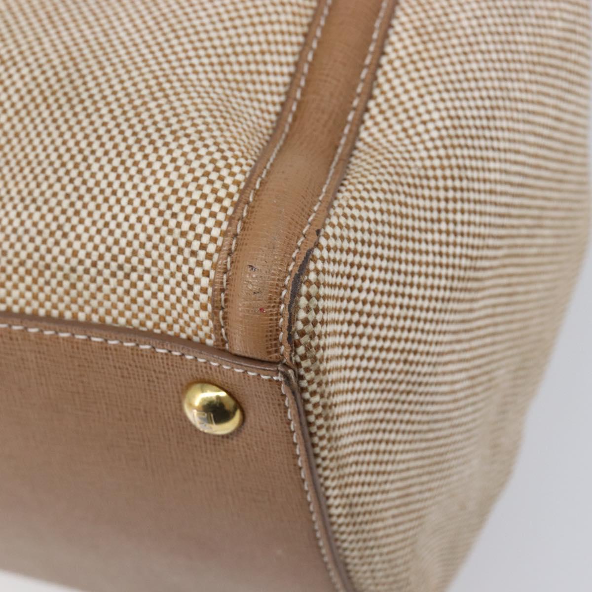 FENDI To joule Hand Bag Canvas 2way Gold Beige Auth hk1977